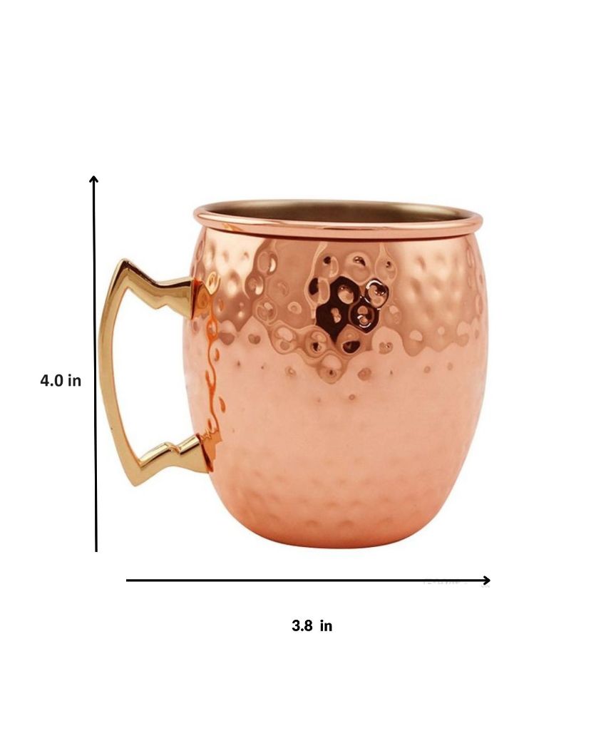 Premium Copper Mugs | Set Of 2 | 500 ml | 4 x 4 inches