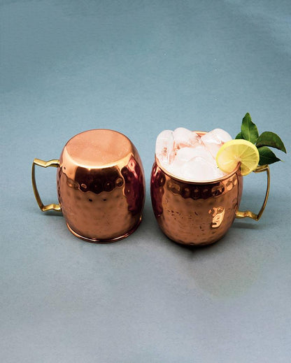 Premium Copper Mugs | Set Of 2 | 500 ml | 4 x 4 inches