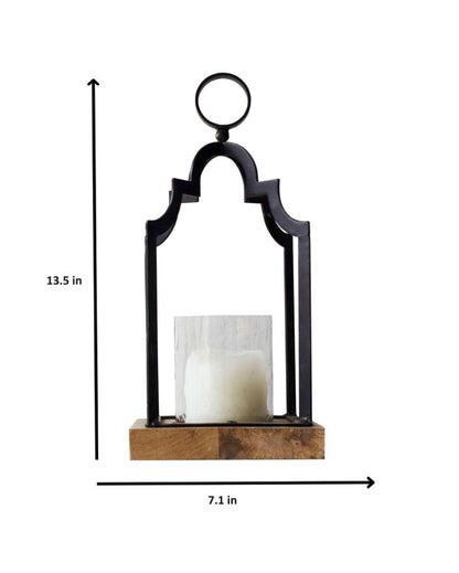 Tall Wood Black Iron Lantern | 7 x 7 inches