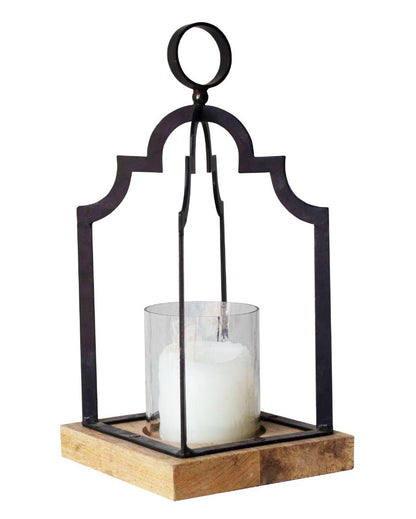 Tall Wood Black Iron Lantern | 7 x 7 inches