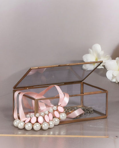 Brass Transparent Glass Mirror Box | 8 x 5 inches