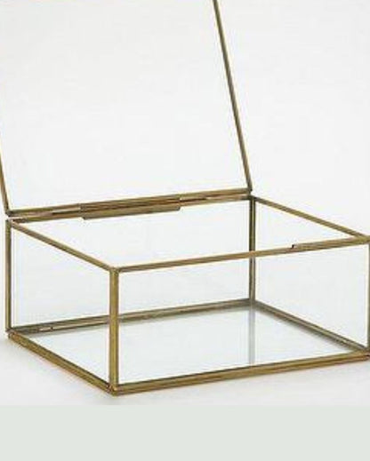 Brass Transparent Glass Mirror Box | 8 x 5 inches