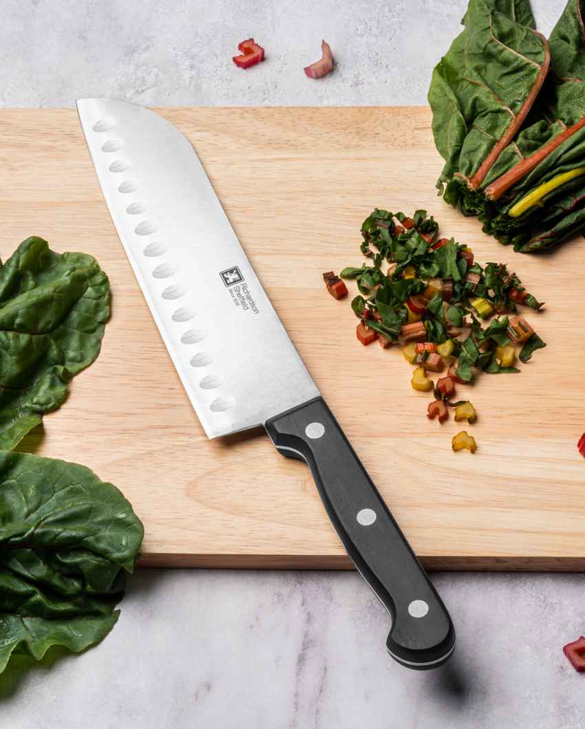 Exclusive Build Artisan Santoku Knife With Black Handle | 7 x 2 inches