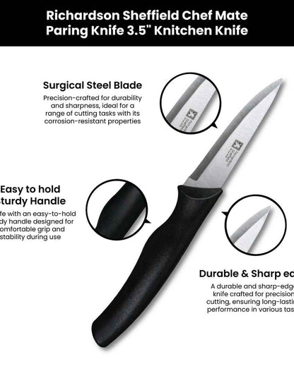 Top-Grade Premium Chef Mate Paring Knife With Black Handle | 4 inches