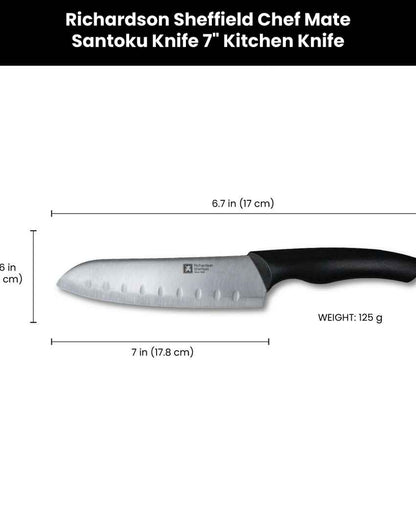 Elegant Design Chef Mate Santoku Knife With Black Handle | 7 x 2 inches