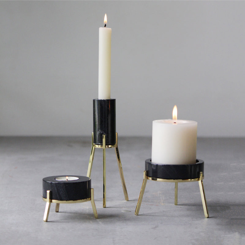 Small Fyre 2.0  Taper Candle Holder | Multiple Colors Black