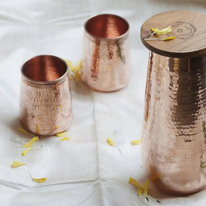 Premium Copper Carafe with Glasses Gift Set | Set of 6