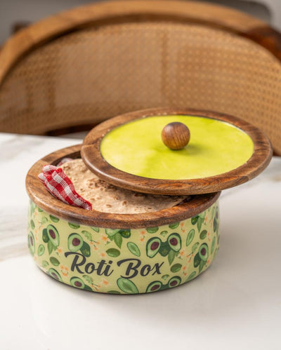 Avacado Wooden Roti Box with LID | 8 x 4 inches