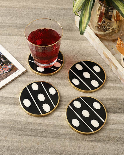 Elegant Black Shade Inlay Coasters | Set of 4 | 4 inches