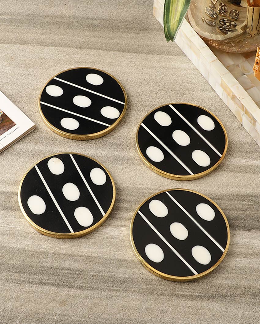 Elegant Black Shade Inlay Coasters | Set of 4 | 4 inches