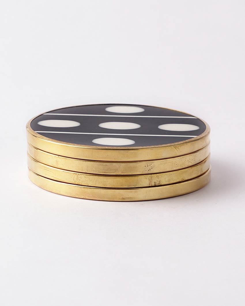 Elegant Black Shade Inlay Coasters | Set of 4 | 4 inches