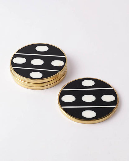 Elegant Black Shade Inlay Coasters | Set of 4 | 4 inches