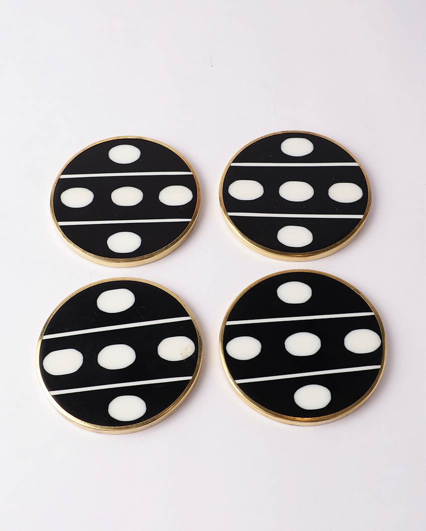 Elegant Black Shade Inlay Coasters | Set of 4 | 4 inches