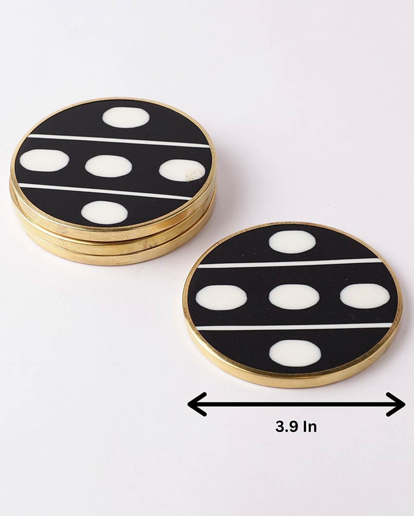 Elegant Black Shade Inlay Coasters | Set of 4 | 4 inches