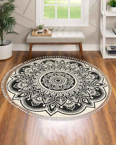 Black Round Meditation Cotton Mat