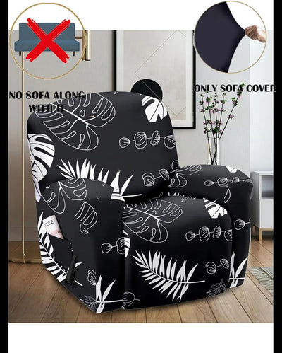 ONLY SOFA COVER | Black Elastic Sizi Stretchable Recliner Polyester Sofa Cover | 29 x 33 inches