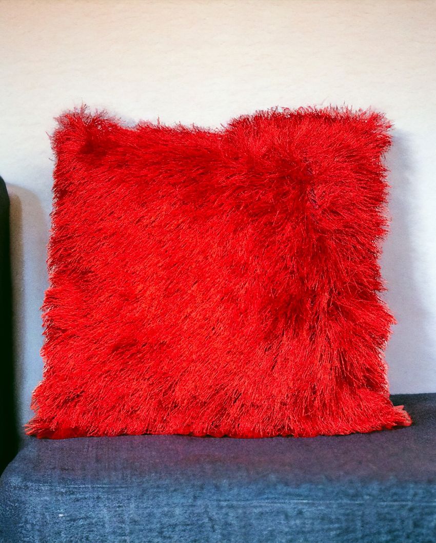 Faux Curly Wool Fur Filled Cushion | 18x18 inches