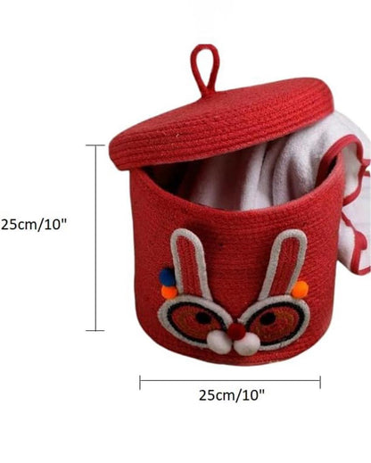 Red Rabbit Cotton Lid Storage Basket | 10x10 inches
