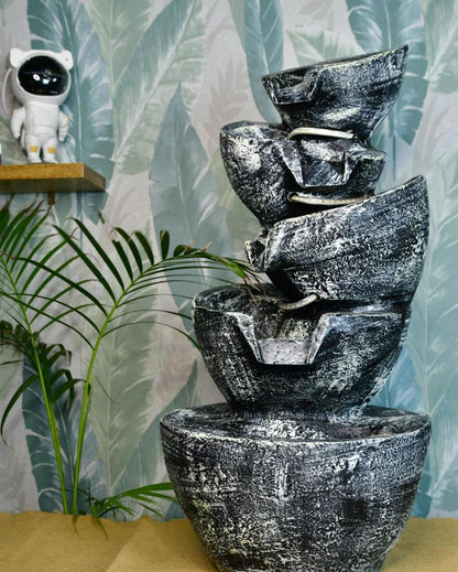 Multi Bowl Stone Water Fountain Showpiece | 14 x 13 x 30 inches