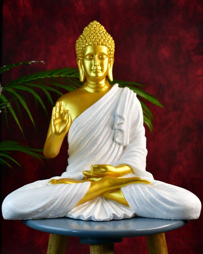 Resin Gold Buddha Tabletop Showpiece | 13 x 7 x 14 inches