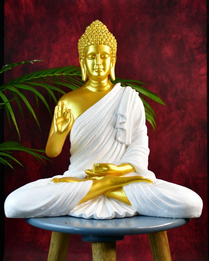 Resin Gold Buddha Tabletop Showpiece | 13 x 7 x 14 inches