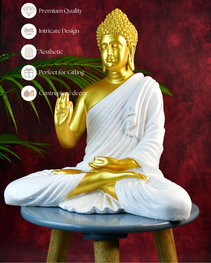 Resin Gold Buddha Tabletop Showpiece | 13 x 7 x 14 inches