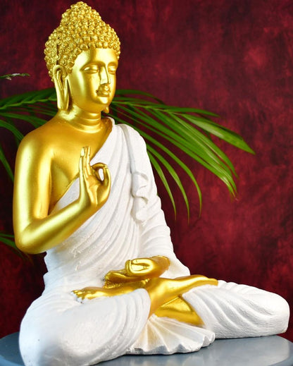 Resin Gold Buddha Tabletop Showpiece | 13 x 7 x 14 inches