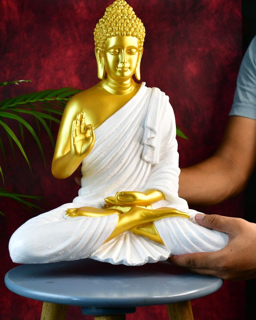 Resin Gold Buddha Tabletop Showpiece | 13 x 7 x 14 inches