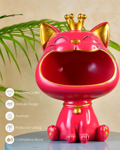 Molded Resin Cat Holder Unique Showpiece | 4 x 7 x 11 inches