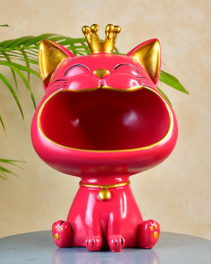 Molded Resin Cat Holder Unique Showpiece | 4 x 7 x 11 inches