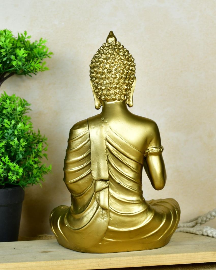 Buddha Figurine With Lotus Candle Holder Showpiece | 6 x 4 x 10 inches