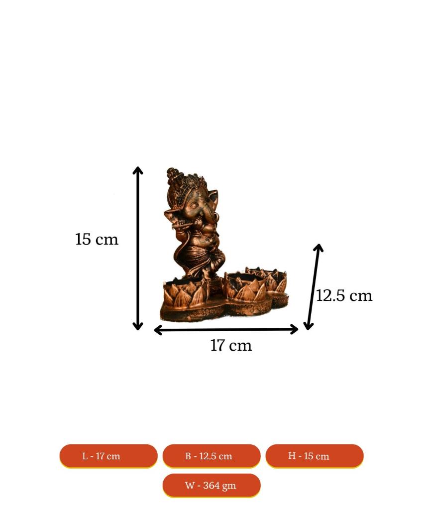 Ganesh Resin Candle Holder Artisan Showpiece | 7 x 5 x 6 inches