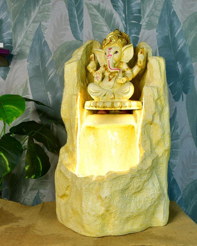 Golden Ganesha Water Fountain Luxurious Showpiece | 15 x 12 x 26 inches