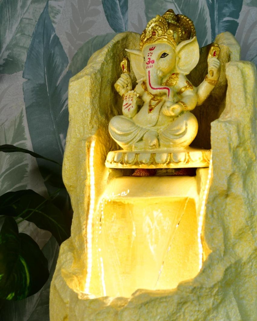 Golden Ganesha Water Fountain Luxurious Showpiece | 15 x 12 x 26 inches