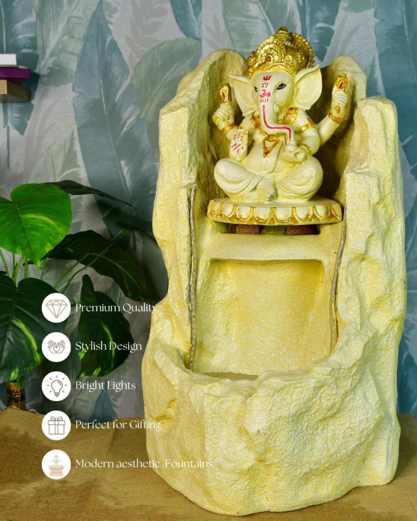 Golden Ganesha Water Fountain Luxurious Showpiece | 15 x 12 x 26 inches