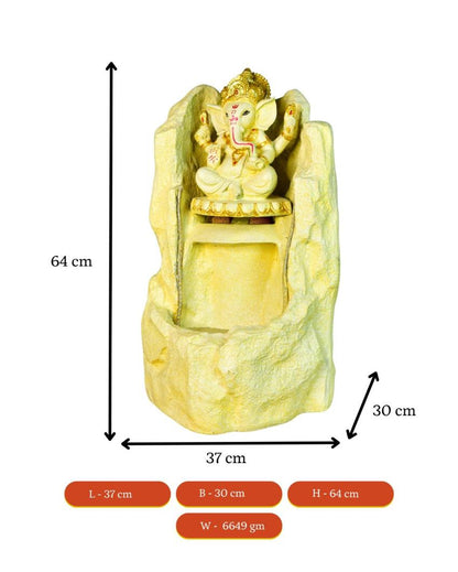 Golden Ganesha Water Fountain Luxurious Showpiece | 15 x 12 x 26 inches