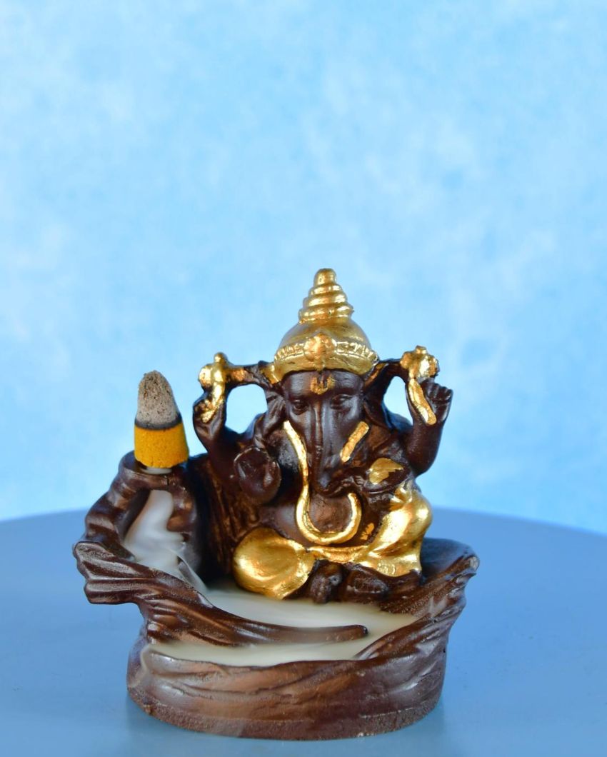 Golden Ganesh Resin Dhoop Diffusers | Set of 2