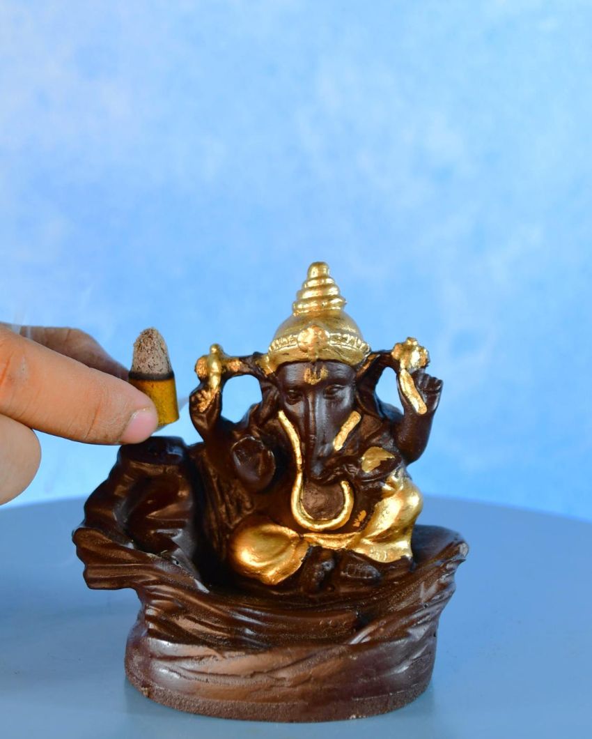 Golden Ganesh Resin Dhoop Diffusers | Set of 2