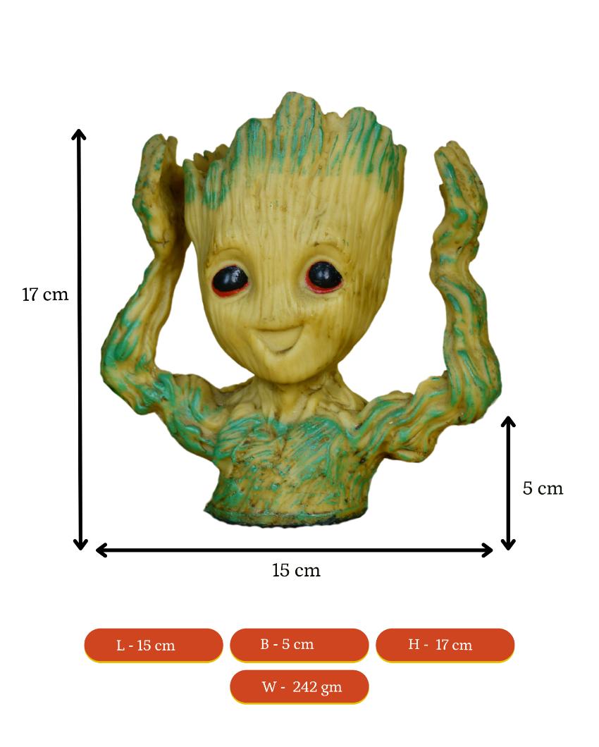 Groot Figurine With Hands Up Artisan Showpiece | Set of 2