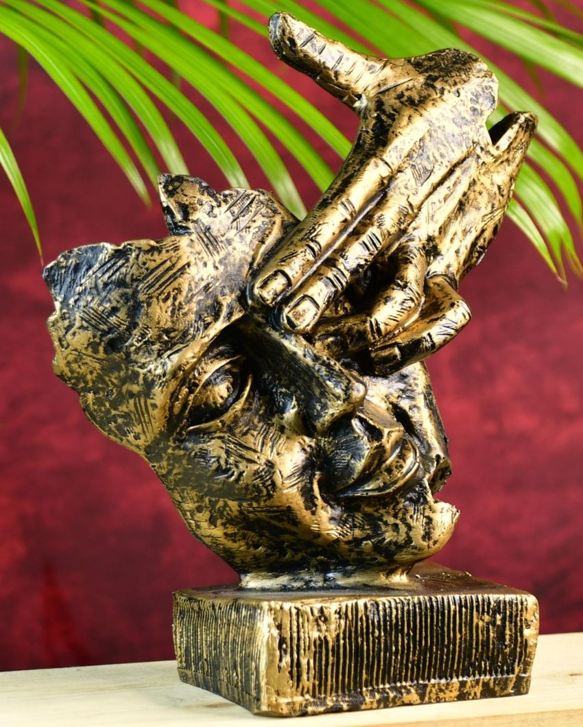 Resin Hand-On-Face Sculpture Showpiece | 4 x 11 inches