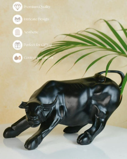 Majestic Black Bull Showpiece | 10 x 5 x 6 inches