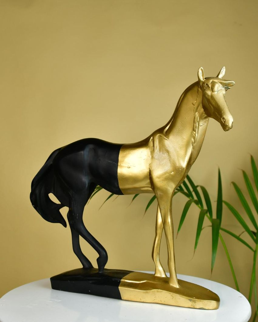 Elegant White Gold Stallion Showpiece | 15 x 4 x 15 inches