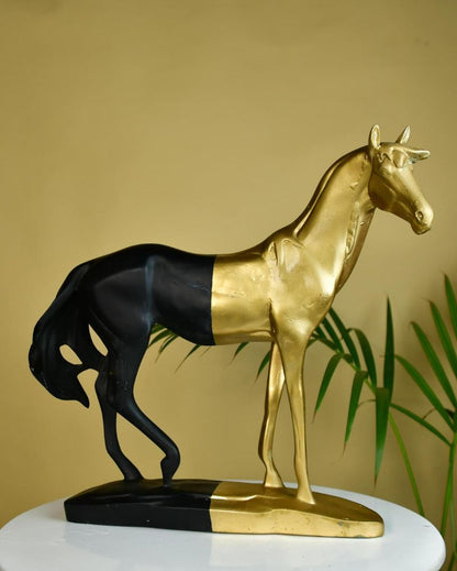 Elegant White Gold Stallion Showpiece | 15 x 4 x 15 inches