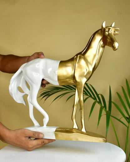 Elegant White Gold Stallion Showpiece | 15 x 4 x 15 inches