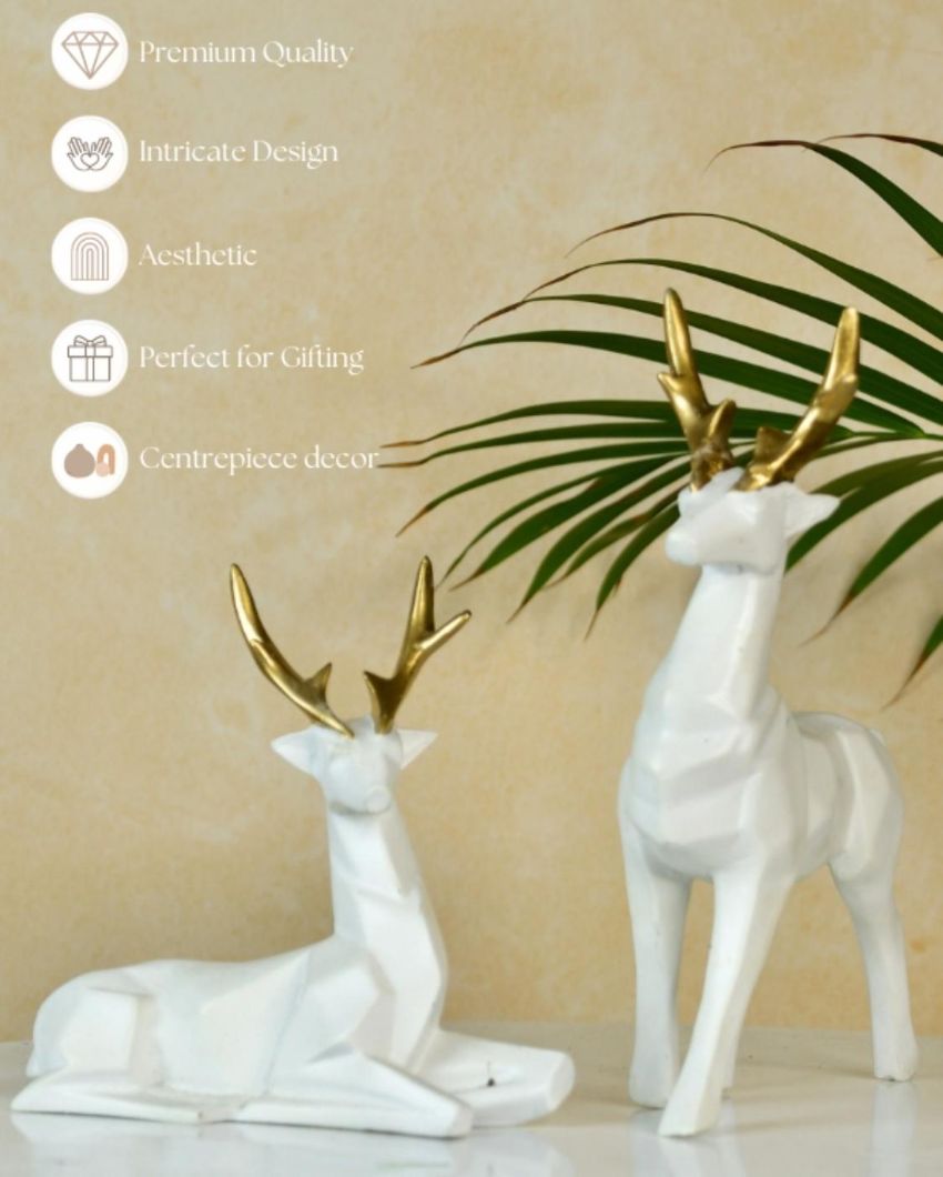 Glamorous Resin Diamond Deer Showpiece | 6 x 2 x 6 inches