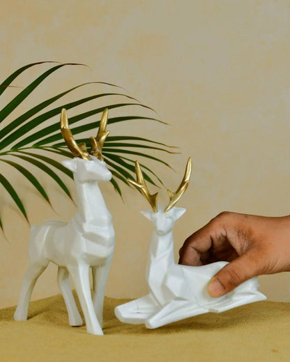 Glamorous Resin Diamond Deer Showpiece | 6 x 2 x 6 inches