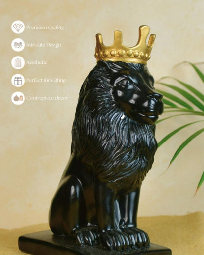 Bold Black Lion Showpiece | 7 x 5 x 11 inches