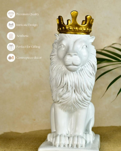 Stunning White Lion Showpiece | 7 x 5 x 11 inches