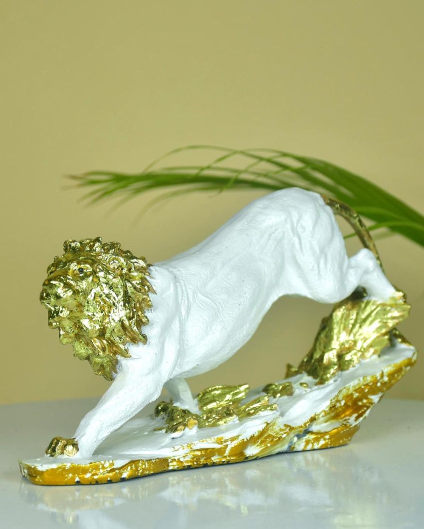 Dynamic Resin Leaping Lion | 10 x 3 x 5 inches