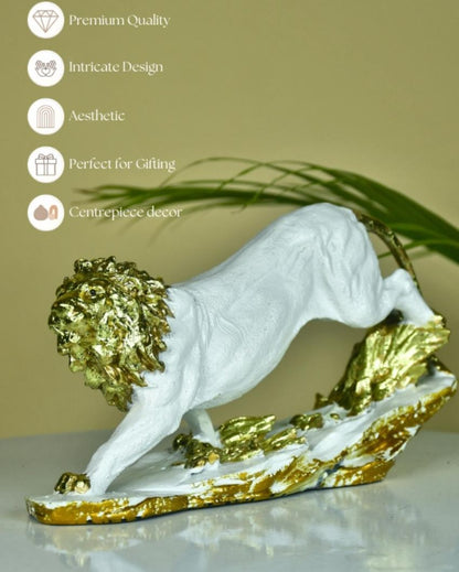 Dynamic Resin Leaping Lion | 10 x 3 x 5 inches